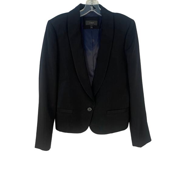 J.Crew Single Button Short Dark Navy Blazer Sz 6 - Picture 1 of 8